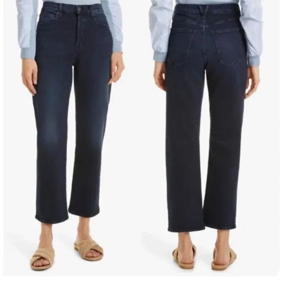 Veronica Beard Blake Classic Straight High Rise Dark River Jeans Size 30 - Picture 1 of 13